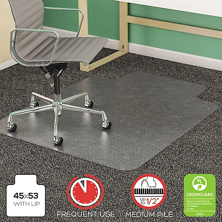 Deflecto Vinyl Supermat Frequent Use Chair Mat for Medium Pile Carpet, Wide Lipped