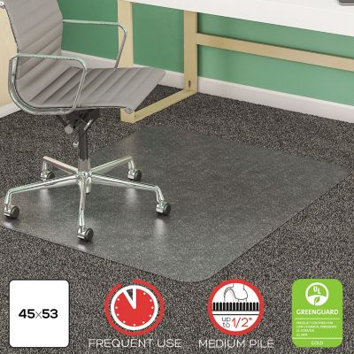 Deflecto Vinyl Supermat Frequent Use Chair Mat for Medium Pile Carpet, Beveled Edge, Rectangular