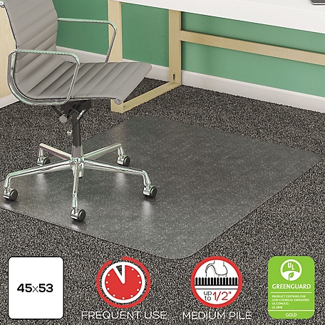 Deflecto Vinyl Supermat Frequent Use Chair Mat for Medium Pile Carpet, Beveled Edge, Rectangular
