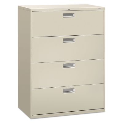 HON 600 Series 4-Drawer Lateral File Cabinet, Putty, 18 in. D x 42 in. W x 52.5 in. H, 232 lb -  H694.L.Q