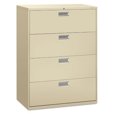 HON 600 Series 4-Drawer Lateral File Cabinet, Putty, 18 in. D x 42 in. W x 52.5 in. H, 232 lb.