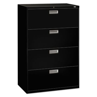 HON 600 Series 4-Drawer Lateral File Cabinet, Black, 18 in. D x 36 in. W x 52.5 in. H, 217 lb.