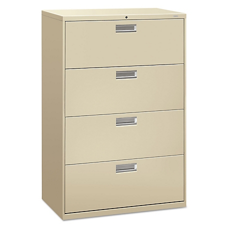 HON 600 Series 4-Drawer Lateral File Cabinet, Black, 18 in. D x 36 in. W x 52.5 in. H, 217 lb.