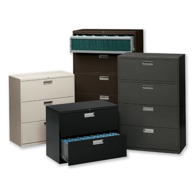 Image showing  600 Series 5-Drawer Lateral File Cabinet, Putty, 18 in. D x 36 in. W x 64.25 in. H, 215 lb.
