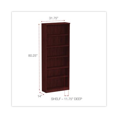 Image showing  5-Shelf Valencia Series Bookcase, Wood Grain Laminate