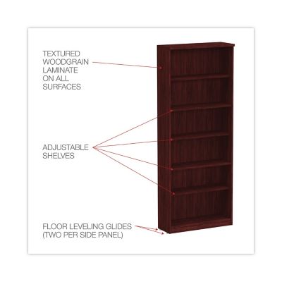 Image showing  5-Shelf Valencia Series Bookcase, Wood Grain Laminate