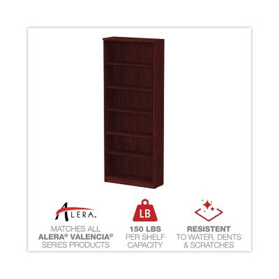 Image showing  5-Shelf Valencia Series Bookcase, Wood Grain Laminate