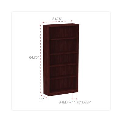 Image showing  5-Shelf Valencia Series Bookcase, Wood Grain Laminate