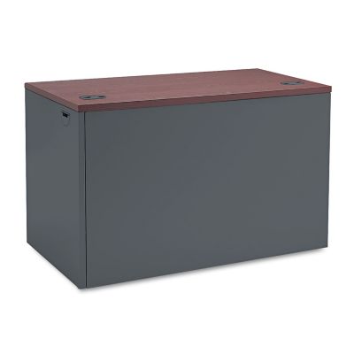 Image showing  24 in. x 48 in. x 29.5 in. 38000 Series Right Flush Return Desk with 2 Drawers, Mahogany/Charcoal