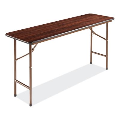 Alera Wood Folding Table, 60 in. x 18 in., Rectangular, Mahogany