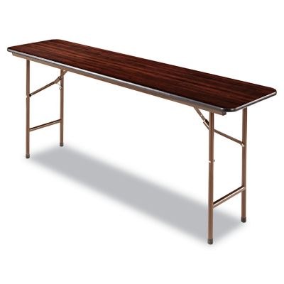 Alera Rectangular Wood Folding Table, 72 in. x 18 in., Mahogany