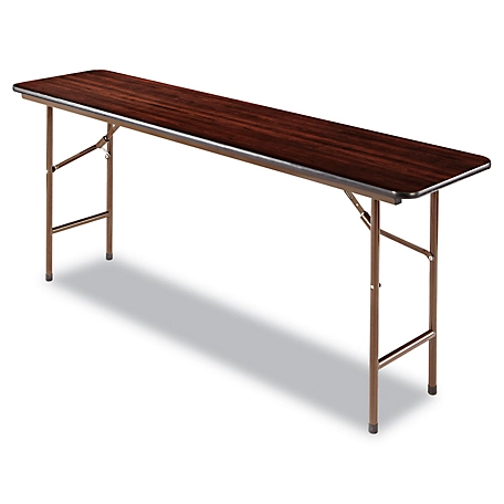 Alera Wood Folding Table, 72 in. x 18 in., Rectangular, Mahogany