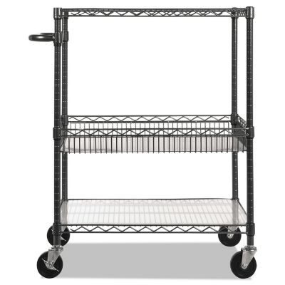 Image showing  3-Tier 500 lb. Capacity Wire Cart with Basket, 34 in. x 18 in. x 40 in., Black Anthracite