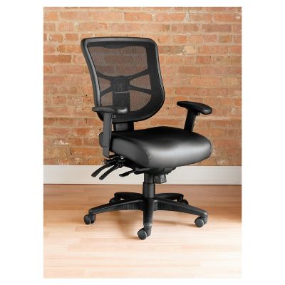 Alera Elusion Series Mesh/Leather Mid-Back Multifunction Chair, Supports Up to 275 lb -  EL4215