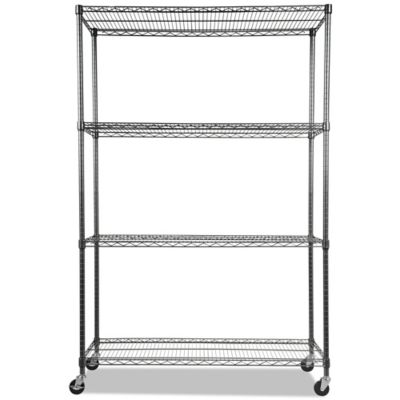 Image showing 1 th Alera 4-Shelf NSF Certified Wire Shelving Kit with Casters, 48 in. x 18 in. x 72 in. Black Anthracite