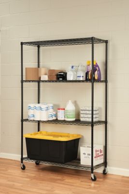 Image showing 3 th Alera 48 in. x 18 in. x 72 in. 4-Shelf NSF Certified Wire Shelving Kit with Casters, Black