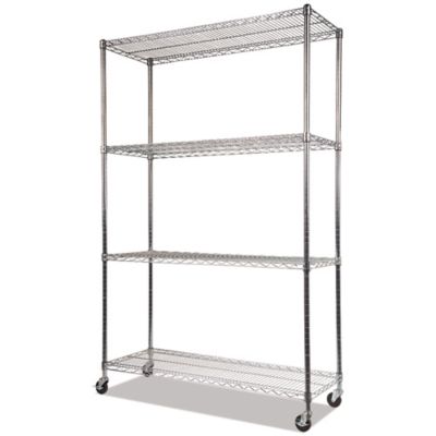 Alera 4-Shelf NSF Certified Wire Shelving Kit with Casters, 48 in. x 18 in. x 72 in. Silver