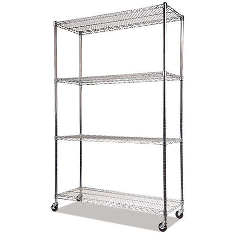 Alera 4-Shelf NSF Certified Wire Shelving Kit with Casters, 48 in. x 18 in. x 72 in. Silver