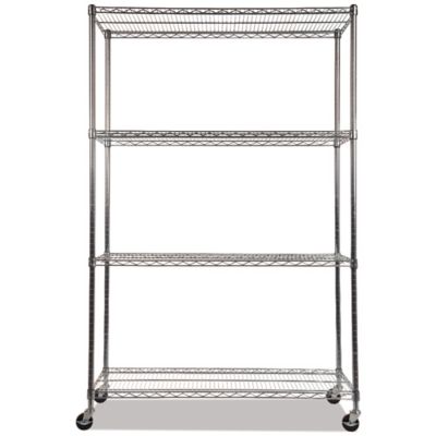 Image showing 1 th Alera 4-Shelf NSF Certified Wire Shelving Kit with Casters, 48 in. x 18 in. x 72 in. Silver