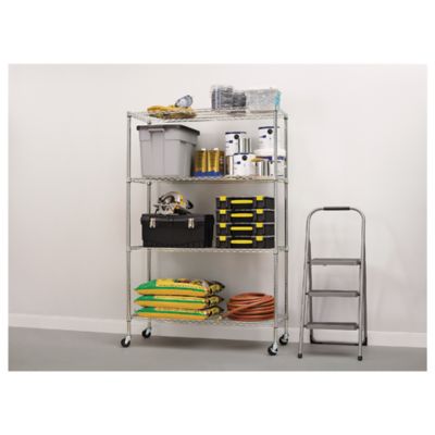 Image showing 2 th Alera 4-Shelf NSF Certified Wire Shelving Kit with Casters, 48 in. x 18 in. x 72 in. Silver
