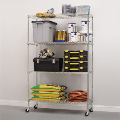 Image showing 3 th Alera 4-Shelf NSF Certified Wire Shelving Kit with Casters, 48 in. x 18 in. x 72 in. Silver