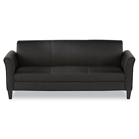 Alera Reception Lounge 3-Cushion Sofa Furniture, Soft Black Leather
