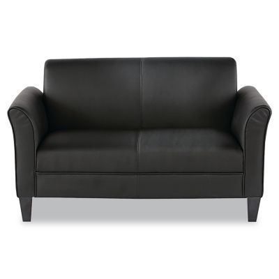 Alera Reception Lounge 3-Cushion Sofa Furniture, Soft Black Leather