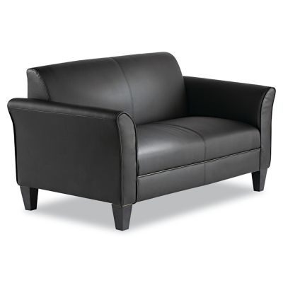 Image showing 2 th Alera Reception Lounge 3-Cushion Sofa Furniture, Soft Black Leather