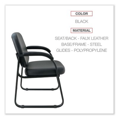 Image showing 2 th Alera Genaro Series Half-Back Sled Base Vinyl Guest Chair, Thickly Padded, Steel Base