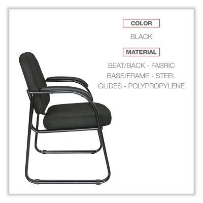 Image showing  Genaro Series Half-Back Sled Base Fabric Guest Chair, Thickly Padded, Steel Base