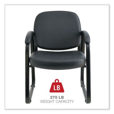 Image showing  Genaro Series Half-Back Sled Base Fabric Guest Chair, Thickly Padded, Steel Base
