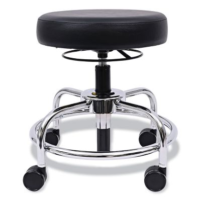 Alera HL Series Height-Adjustable Utility Stool, Round Ring Seat, Dual Wheel Hooded Casters, Foot Ring