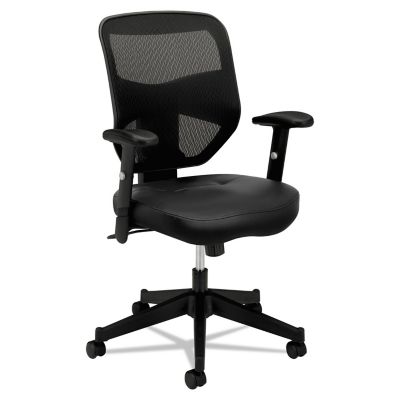 HON VL531 Mesh High-Back Task Chair with Adjustable Arms and Leather Seat, Supports Up to 250 lb -  BSXVL531SB11