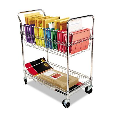 Alera Carry-All Cart/Mail Cart, Two-Shelf, 34.88 in. x 18 in. x 39.5 in., Silver