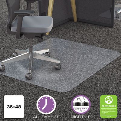 Deflecto Polycarbonate All-Day Use Chair Mat for All Carpet Types, Rectangular, Straight Edge