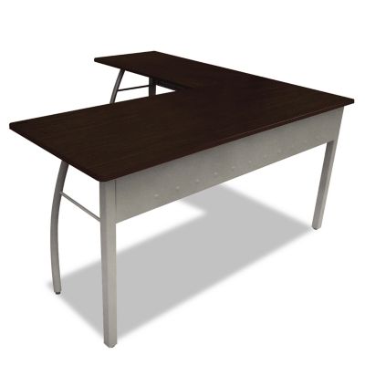 Linea Italia Trento Line L-Shaped Desk, Steel Frame, Wood Grain Laminate