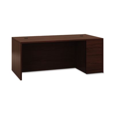 HON 10500 Series L Single Pedestal Desk with 3 Drawers and Conference Overhang