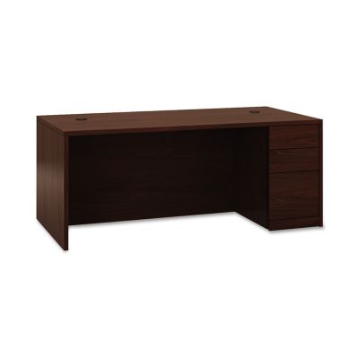 HON 10500 Series L Single Pedestal Desk, 10-1/2 in. Conference Overhang