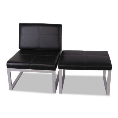 Image showing  Ispara Series Armless Chair, Soft Durable Leather, Contemporary Geometric Styling