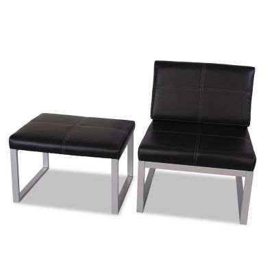 Image showing  Ispara Series Armless Chair, Soft Durable Leather, Contemporary Geometric Styling