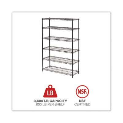 Image showing 5 th Alera 48 in. x 18 in. x 72 in. 6-Shelf NSF Certified Wire Shelving Kit, Supports Up to 600 lb.