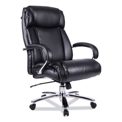 Alera Maxxis Series Big And Tall Leather Chair, Supports Up To 500 Lb., Black Seat, Black Back, Chrome Base