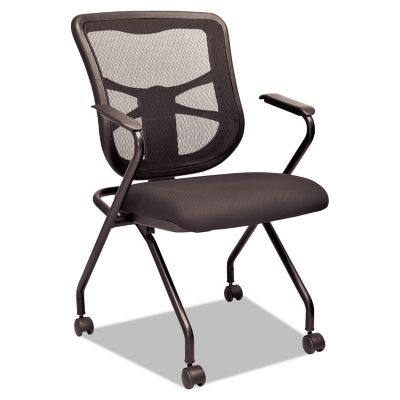 Alera Elusion Mesh Nesting Chairs, Padded Arms