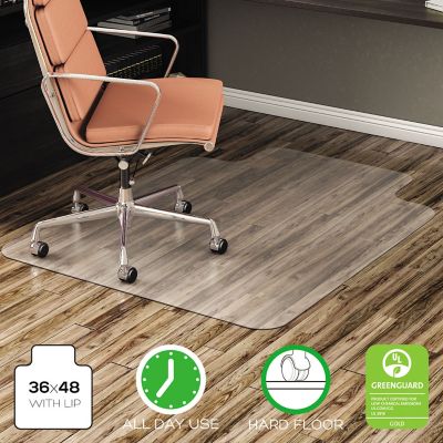 Image showing  Vinyl All-Day Use Non-Studded Chair Mat for Hard Floors, Classic Straight Edge Finish