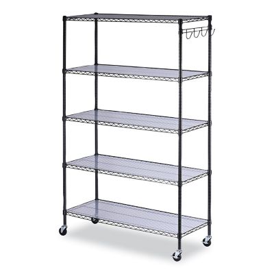 Alera 5-Shelf Wire Shelving Kit with Casters and Shelf Liners, 48 in.