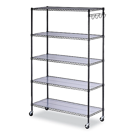 Alera 5-Shelf Wire Shelving Kit with Casters and Shelf Liners, 48 in.