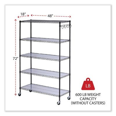 Image showing  5-Shelf Wire Shelving Kit with Casters and Shelf Liners, 48 in.