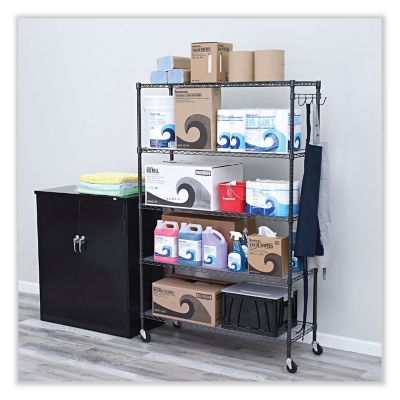 Image showing  5-Shelf Wire Shelving Kit with Casters and Shelf Liners, 48 in.