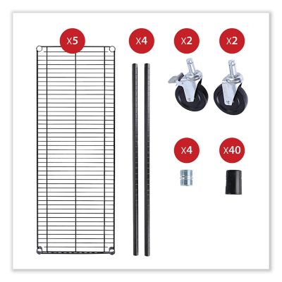 Image showing 7 th Alera 5-Shelf Wire Shelving Kit with Casters and Shelf Liners, 48 in.