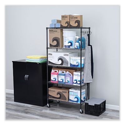 Image showing 4 th Alera 5-Shelf Wire Shelving Kit with Casters and Shelf Liners, 36 in.